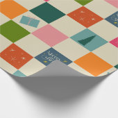 Retro Merry and Bright Christmas Wrapping Paper Geschenkpapier (Ecke)