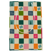 Retro Merry and Bright Christmas Wrapping Paper Mittlere Geschenktüte (Vorderseite)
