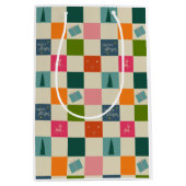 Retro Merry and Bright Christmas Wrapping Paper Mittlere Geschenktüte (Vorderseite)