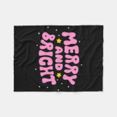 Retro Merry And Bright Holiday Design Fleecedecke (Vorderseite (Horizontal))
