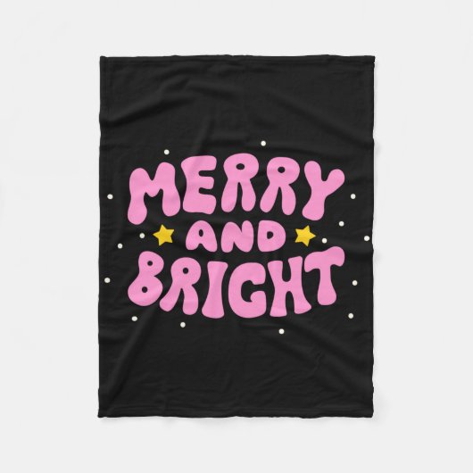Retro Merry And Bright Holiday Design Fleecedecke (Vorderseite)