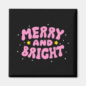 Retro Merry And Bright Holiday Design Magnet (Vorne)