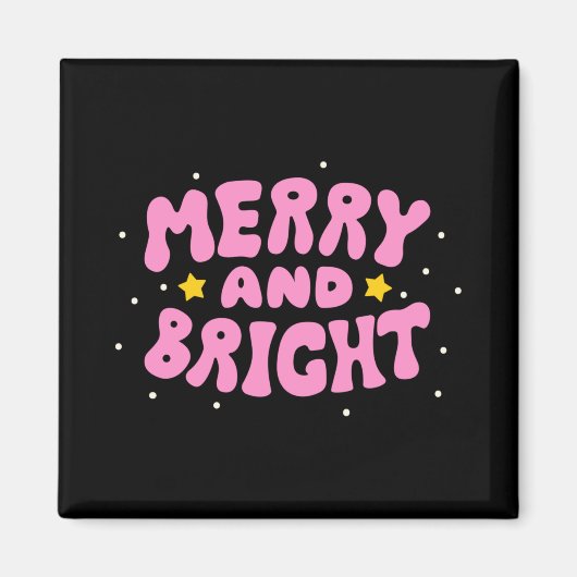 Retro Merry And Bright Holiday Design  Magnet (Vorne)