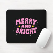 Retro Merry And Bright Holiday Design  Mousepad (Mit Mouse)