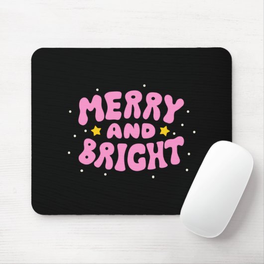 Retro Merry And Bright Holiday Design  Mousepad (Mit Mouse)