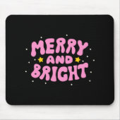 Retro Merry And Bright Holiday Design  Mousepad (Vorne)