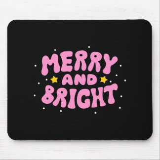Retro Merry And Bright Holiday Design Mousepad