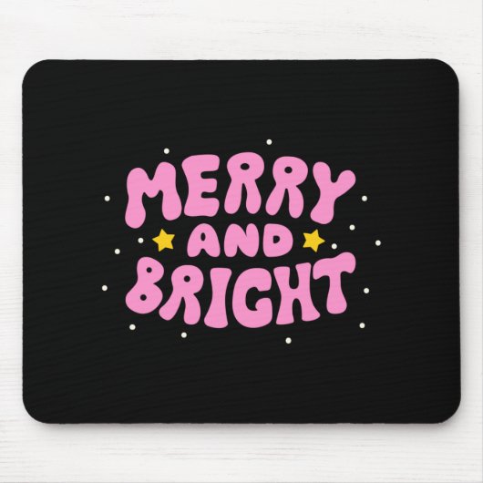 Retro Merry And Bright Holiday Design  Mousepad (Vorne)