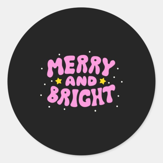 Retro Merry And Bright Holiday Design  Runder Aufkleber (Vorderseite)