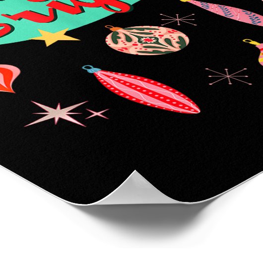 Retro Merry And Bright Mid-century Modern Christma Poster (Ecke)