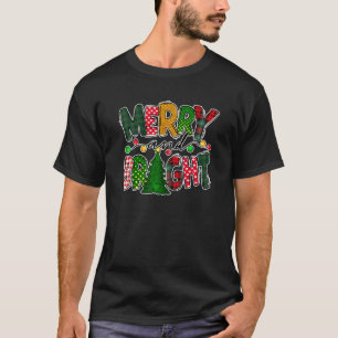 Retro Merry And Bright Weihnachtsbeleuchtung Xmas T-Shirt