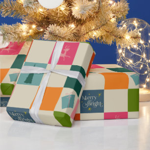 Retro-Merry-and-Bright-Weihnachtspapier Geschenkpapier