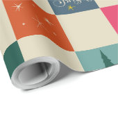 Retro-Merry-and-Bright-Weihnachtspapier Geschenkpapier (Rolleneckpunkt)