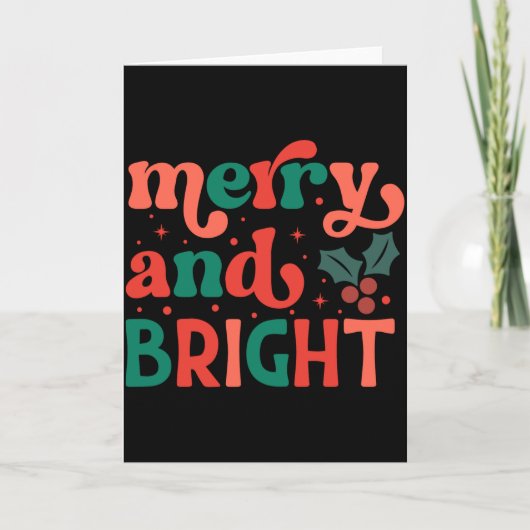 Retro Merry Bright Christmas Baby Karte (Vorderseite)