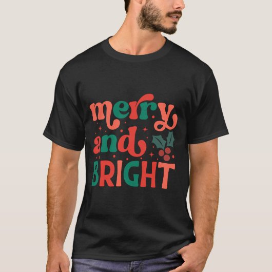 Retro Merry Bright Christmas Baby T-Shirt (Vorderseite)