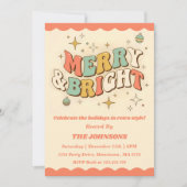 Retro Merry & Bright Editable Christmas Party Einladung (Vorderseite)