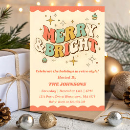Retro Merry & Bright Editable Christmas Party Einladung