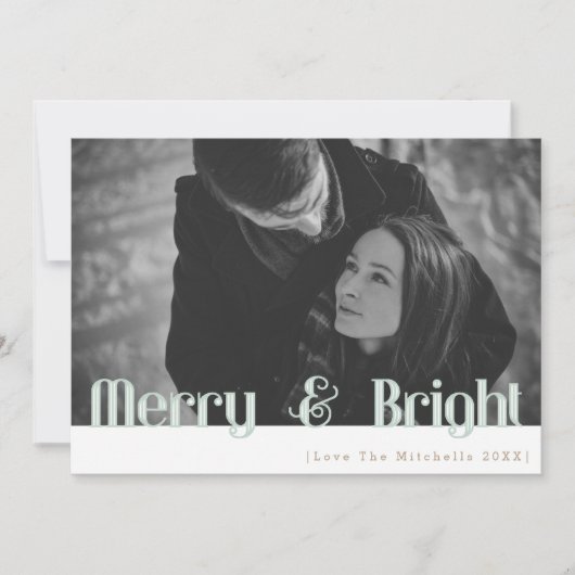 Retro Merry & Bright | FOTO Feiertagskarte (Vorderseite)