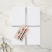 Retro Merry & Bright Geschenkstempel Geschenkanhänger (Mit Garn)