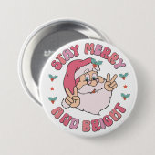 Retro Merry & Bright Santa Button (Vorne & Hinten)