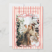 Retro Merry & Bright Streifen Weihnachtskranz Feiertagskarte (Rückseite)