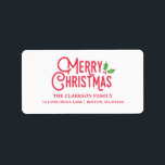 Retro Merry Christmas Address Label Adressaufkleber<br><div class="desc"></div>