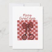 Retro Merry Christmas Bow and Ornaments Design Einladung (Vorderseite)