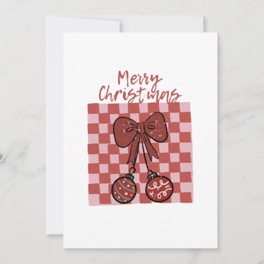 Retro Merry Christmas Bow and Ornaments Design Einladung (Vorderseite)