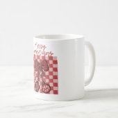 Retro Merry Christmas Bow and Ornaments Design Kaffeetasse (VorderseiteRechts)