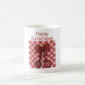 Retro Merry Christmas Bow and Ornaments Design Kaffeetasse (Mittel)