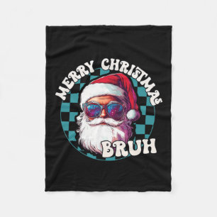 Retro Merry Christmas Bruh Funny Cool Santa Claus Fleecedecke