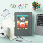 Retro Merry Christmas Cat Vinyl Sticker (iPad Hülle)