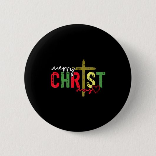 Retro Merry Christmas Cross Christian Jesus Xmas W Button (Vorderseite)