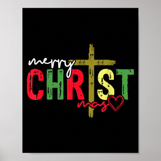Retro Merry Christmas Cross Christian Jesus Xmas W Poster (Vorne)
