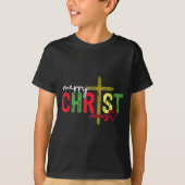 Retro Merry Christmas Cross Christian Jesus Xmas W T-Shirt (Vorderseite)