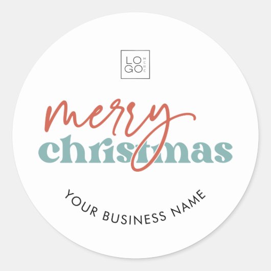 Retro Merry Christmas Custom Business Company Logo Runder Aufkleber (Vorderseite)