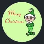 Retro Merry Christmas Elf Stickers<br><div class="desc">Das Design stammt aus der Originalkunst.</div>