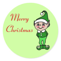 Retro Merry Christmas Elf Stickers