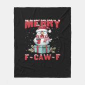 Retro Merry Christmas F-Caw-F Chicken Fleecedecke (Vorderseite)