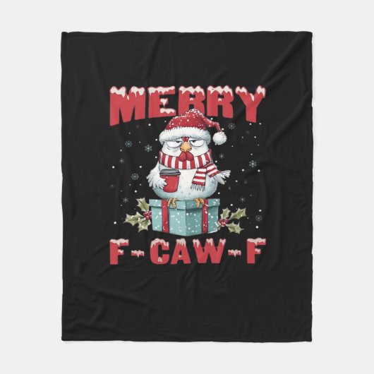 Retro Merry Christmas F-Caw-F Chicken Fleecedecke (Vorderseite)