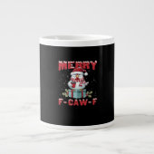 Retro Merry Christmas F-Caw-F Chicken Jumbo-Tasse (Vorderseite)