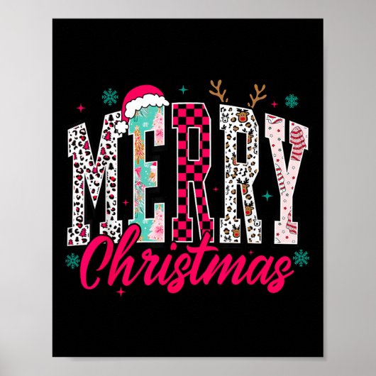 Retro Merry Christmas Family Xmas Christmas Womans Poster (Vorne)