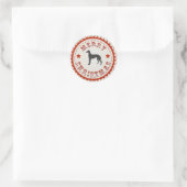 Retro Merry Christmas Greyhound Dog Runder Aufkleber (Tasche)