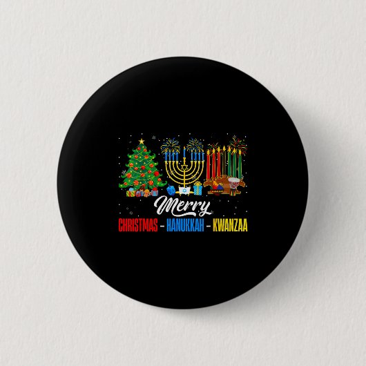Retro Merry Christmas Hanukkah Kwanzaa Happy Holid Button (Vorderseite)