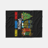 Retro Merry Christmas Hanukkah Kwanzaa Happy Holid Fleecedecke (Vorderseite (Horizontal))