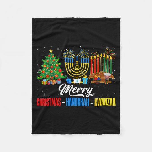 Retro Merry Christmas Hanukkah Kwanzaa Happy Holid Fleecedecke (Vorderseite)