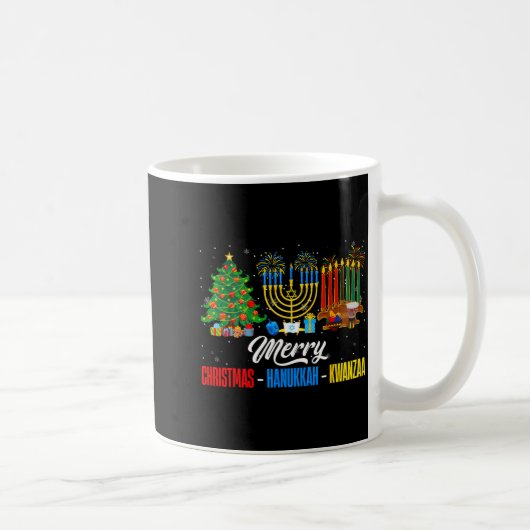 Retro Merry Christmas Hanukkah Kwanzaa Happy Holid Kaffeetasse (Rechts)