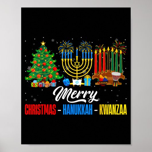 Retro Merry Christmas Hanukkah Kwanzaa Happy Holid Poster (Vorne)