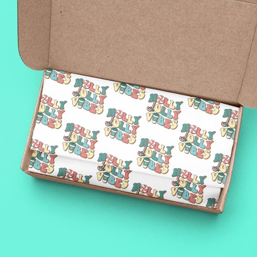 Retro Merry Christmas Holly Jolly Vibes Seidenpapier