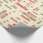 Retro Merry Christmas Jennifer Personalisiert Name Geschenkpapier (Ecke)